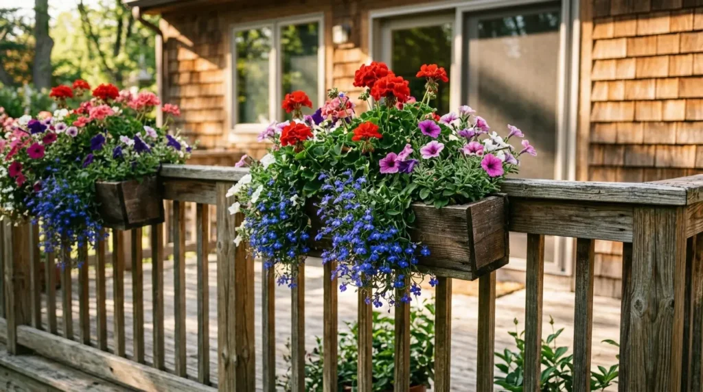 Back porch railing with planter