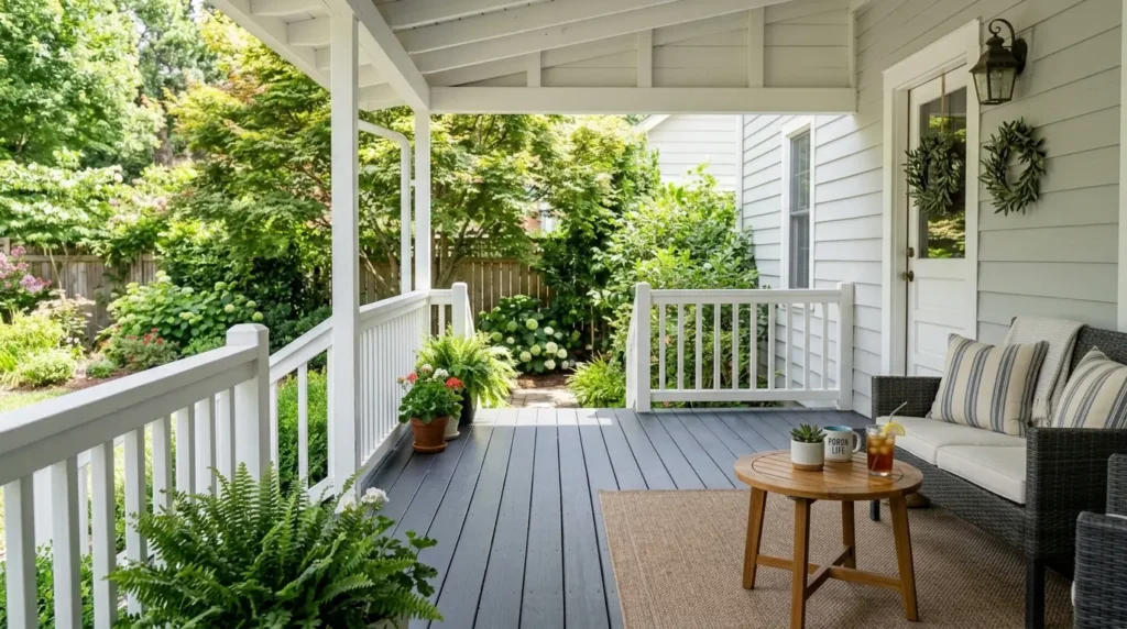 Back porch with painted floor