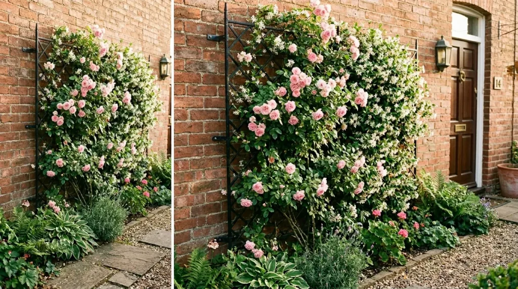 Climbing roses jasmine trellis