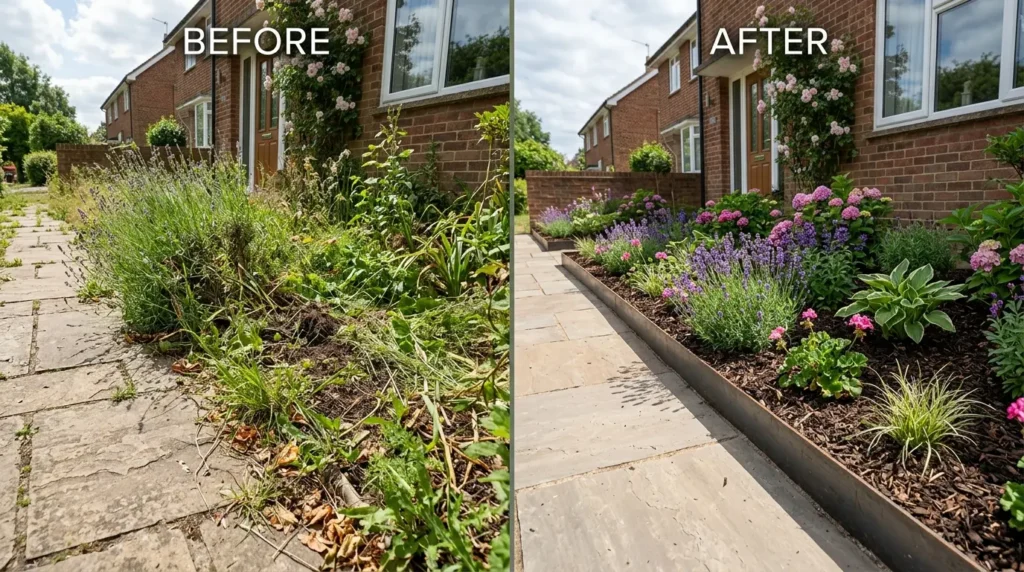 Garden edging defining planting