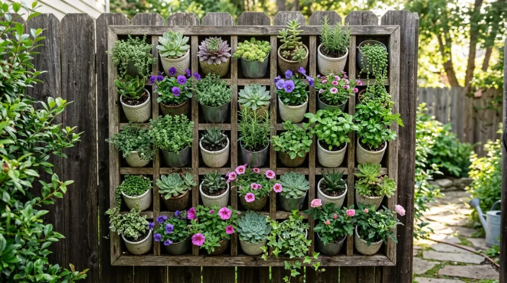 Outdoor vertical garden grid