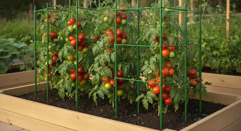 Adjustable tomato cage trellis