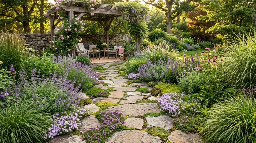 Backyard hardscape planting blend