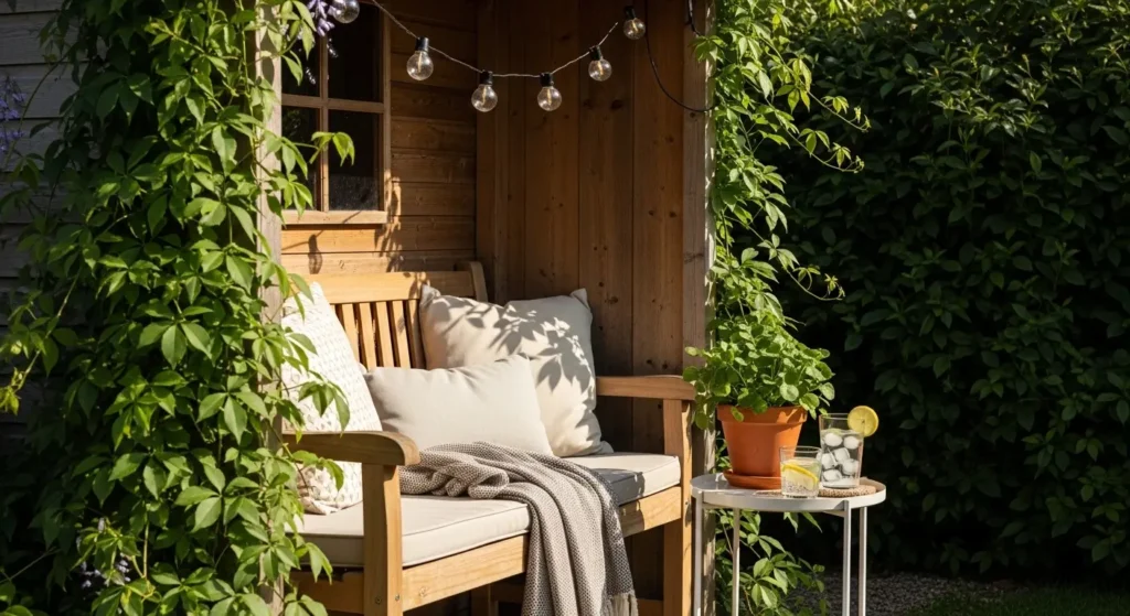 Backyard shed relaxation nook
