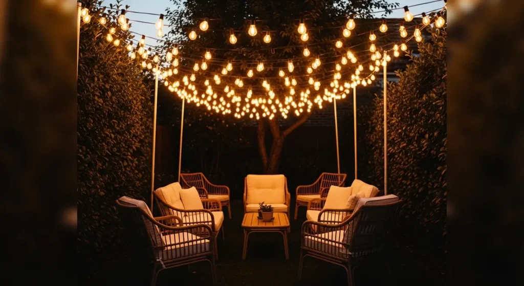 Backyard string lights