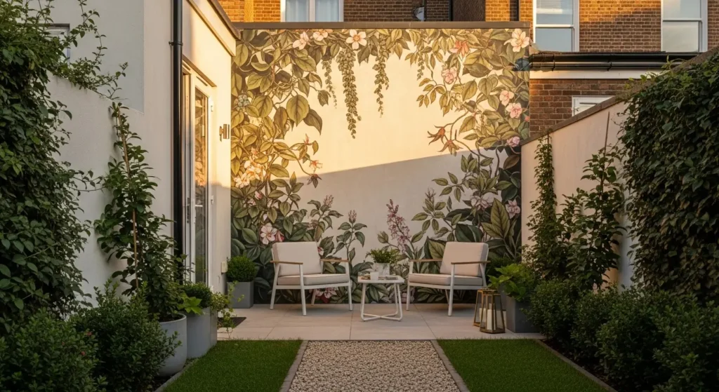 Backyard wall mural focal point