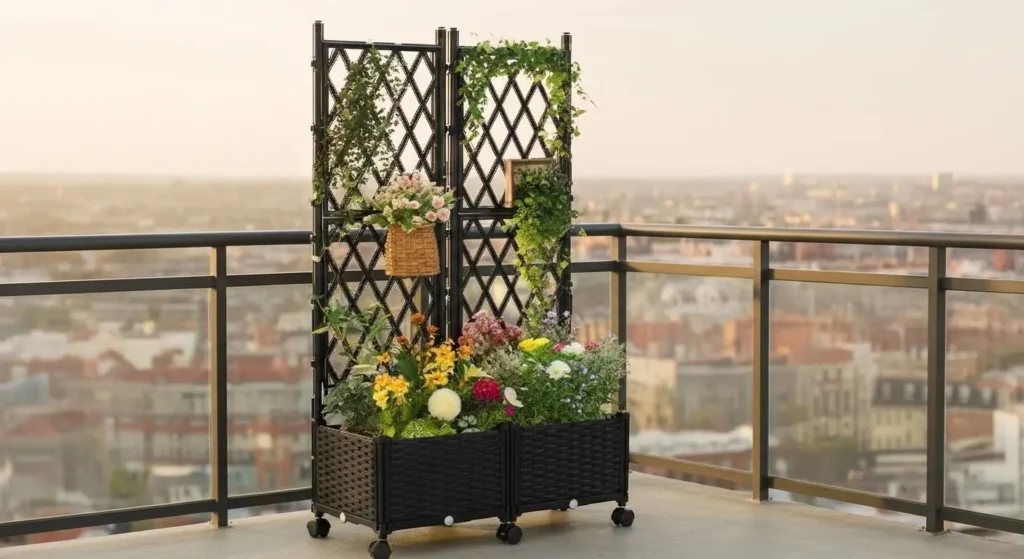 Balcony trellis planter