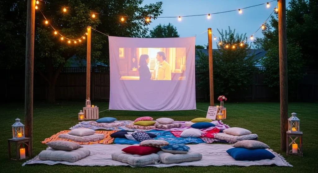 Bedsheet outdoor movie screen