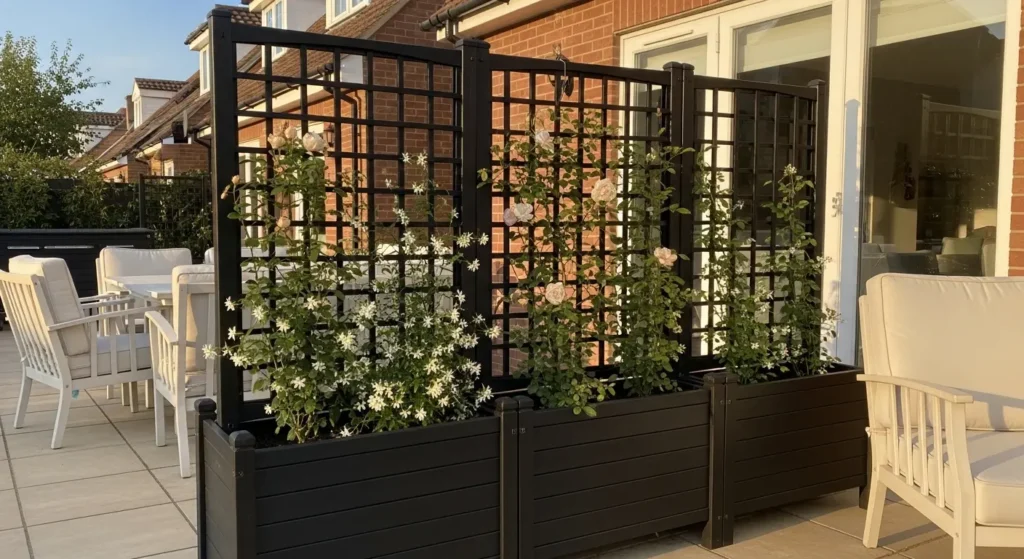 Black trellis planter