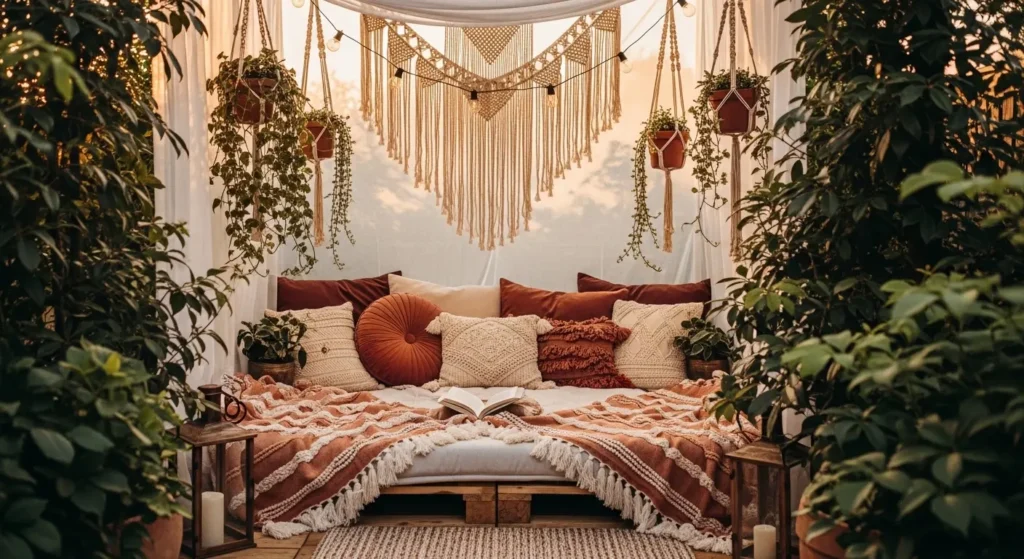 Boho garden reading nook