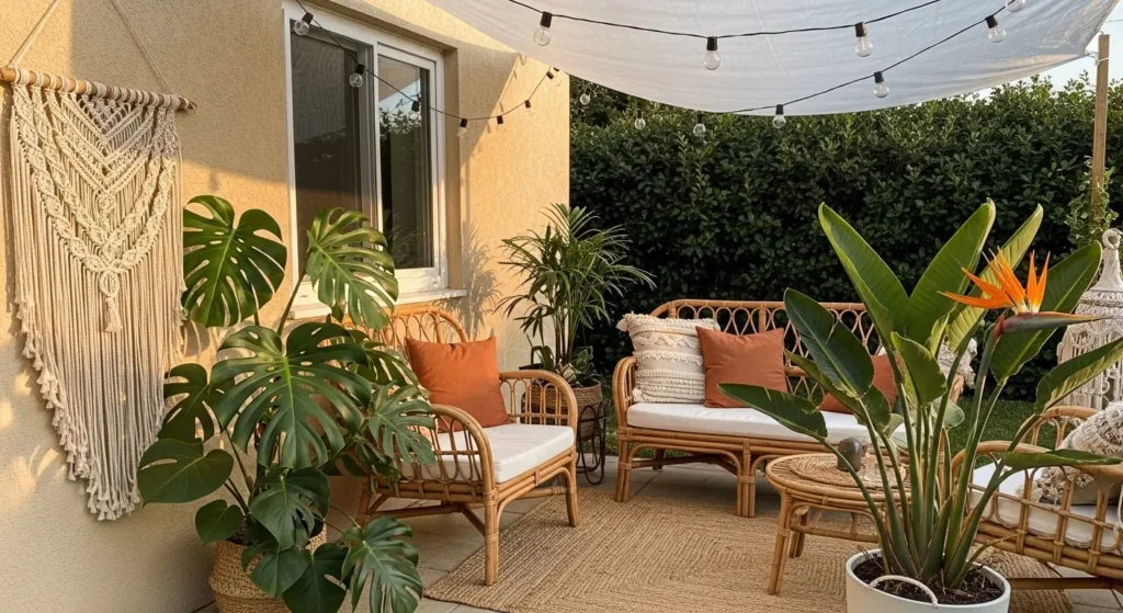 Boho tropical patio outdoor space
