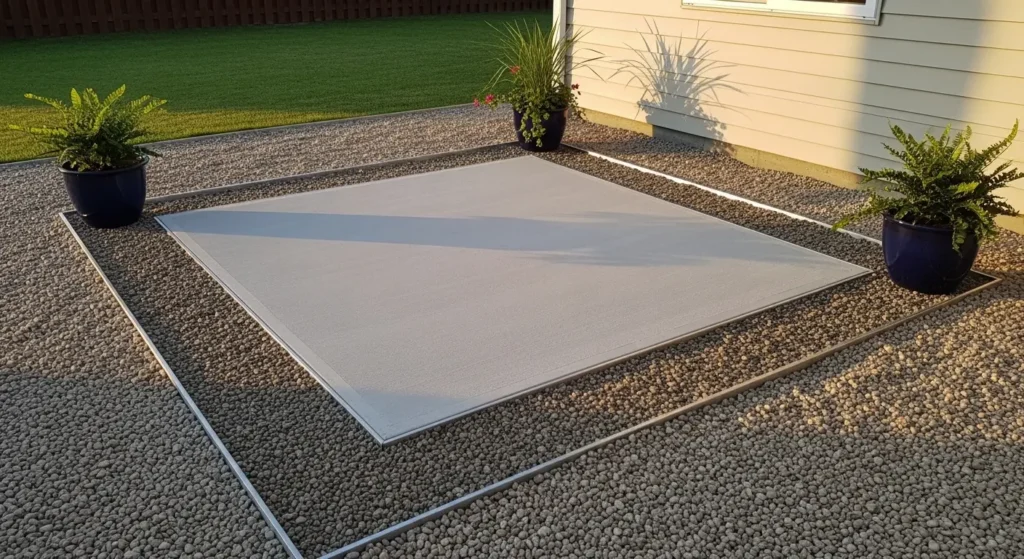 Cement and gravel patio design