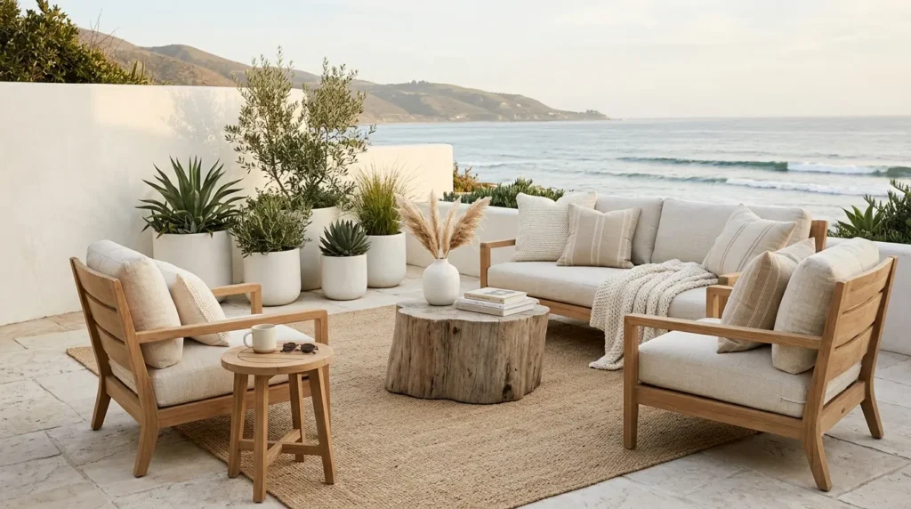 Coastal patio neutral palette