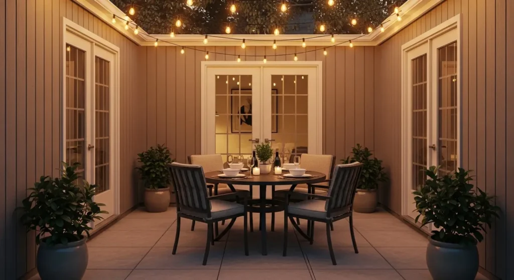 Compact cement dining patio