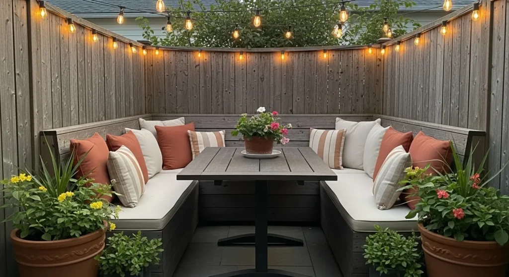 Compact outdoor dining nook