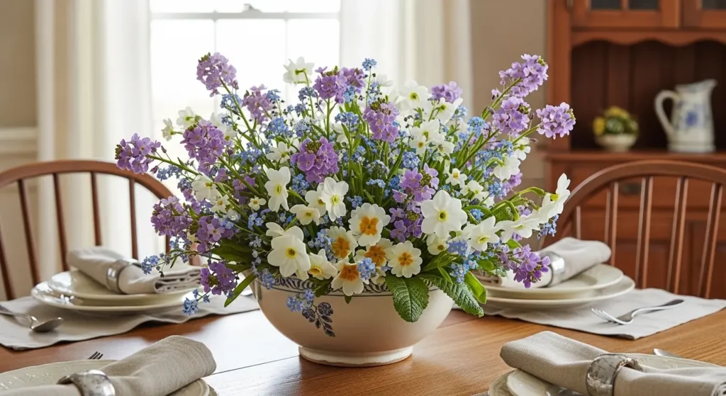 Cottage garden spring centerpiece