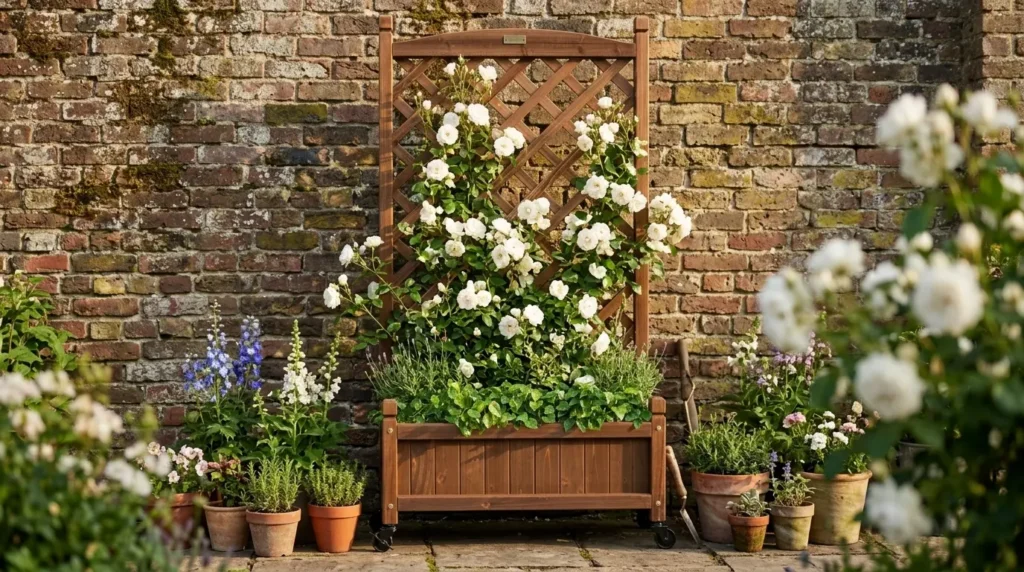 Cottage garden trellis planter