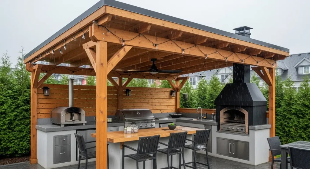 Covered outdoor kitchen