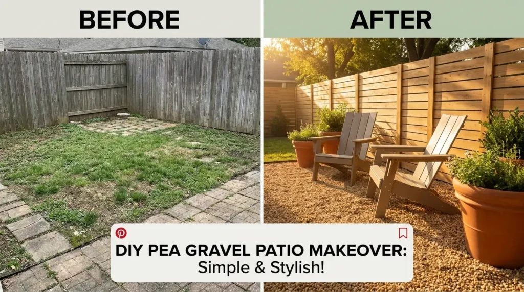 DIY pea gravel patio makeover