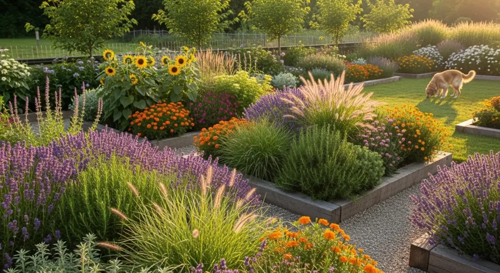 Dog-safe garden with dog