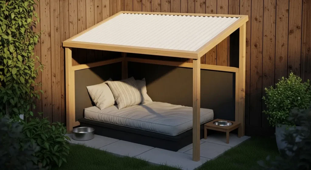 Dog relaxation corner backyard