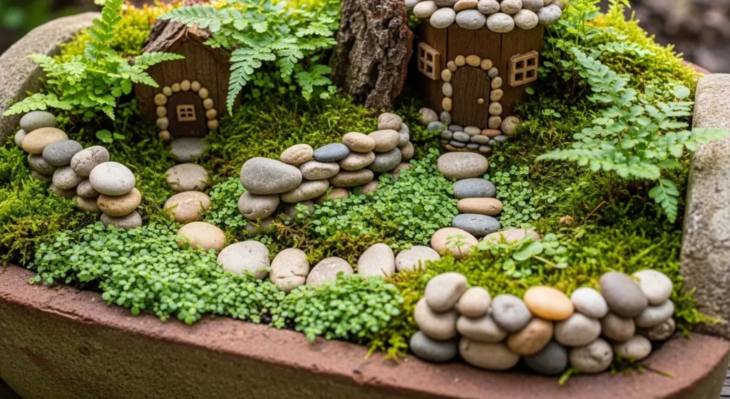 Fairy garden in terracotta