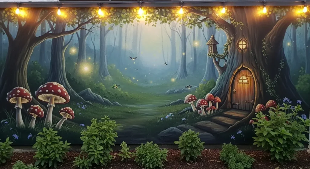 Fairy tale mural painted garden