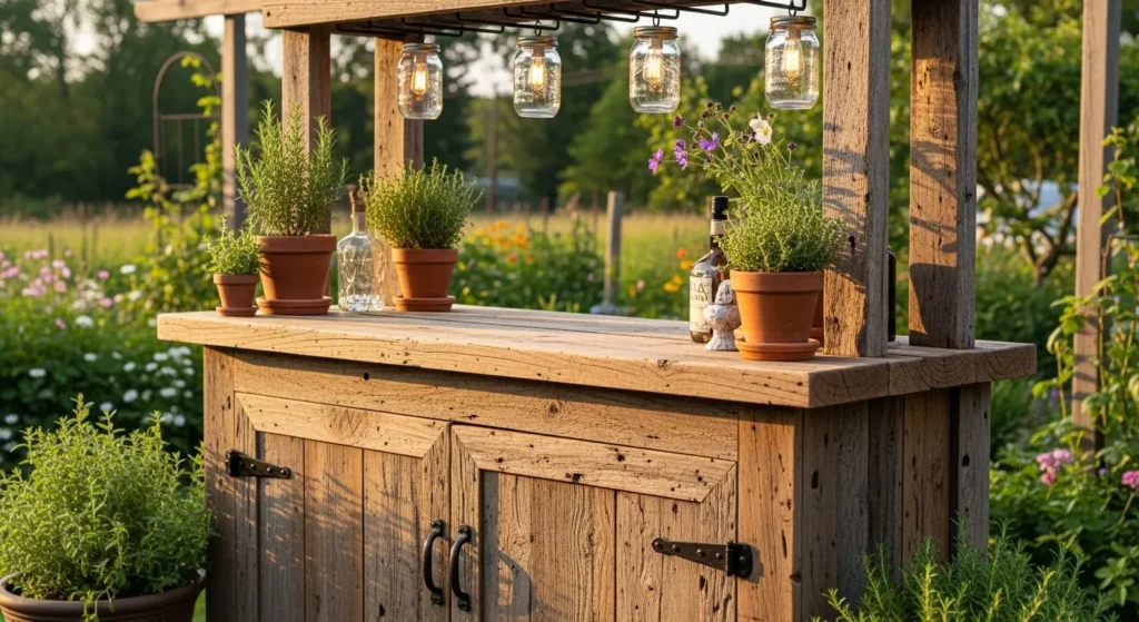 Farmhouse garden bar reclaimed wood
