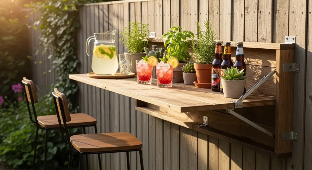 Fold down garden bar