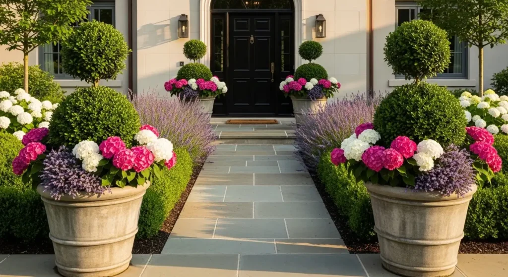 Formal symmetrical front garden
