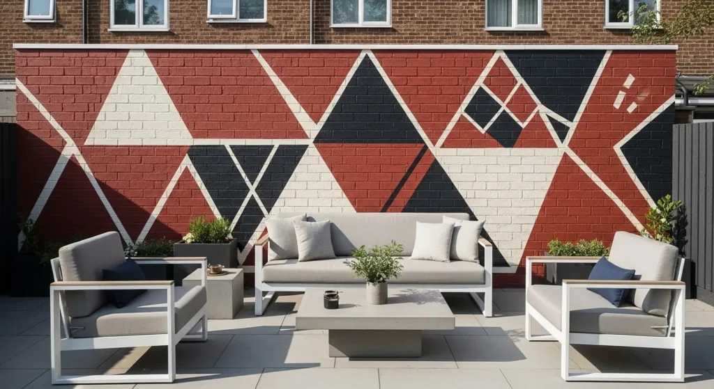 Geometric backyard mural garden