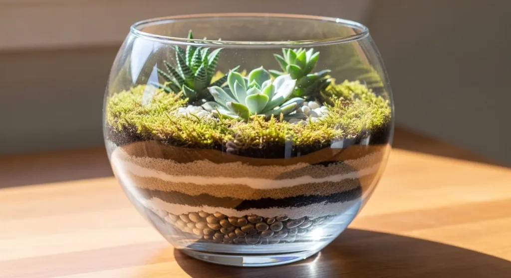 Glass bowl dish garden succulents