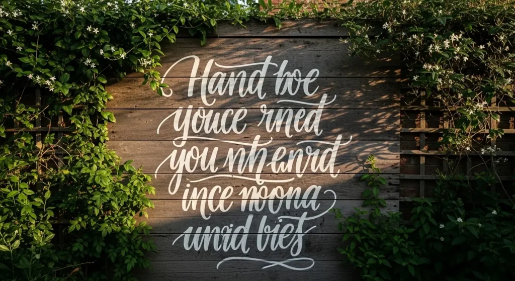 Hand lettered garden wall mural