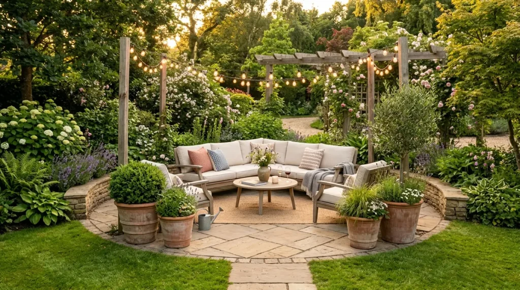 Hardscape seating area outdoor