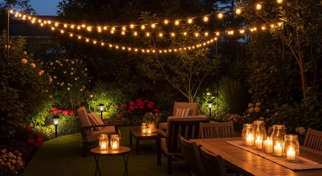 Layered backyard lighting