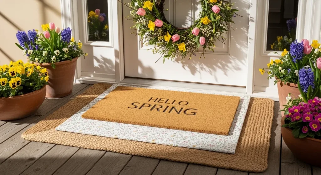 Layered doormat spring porch
