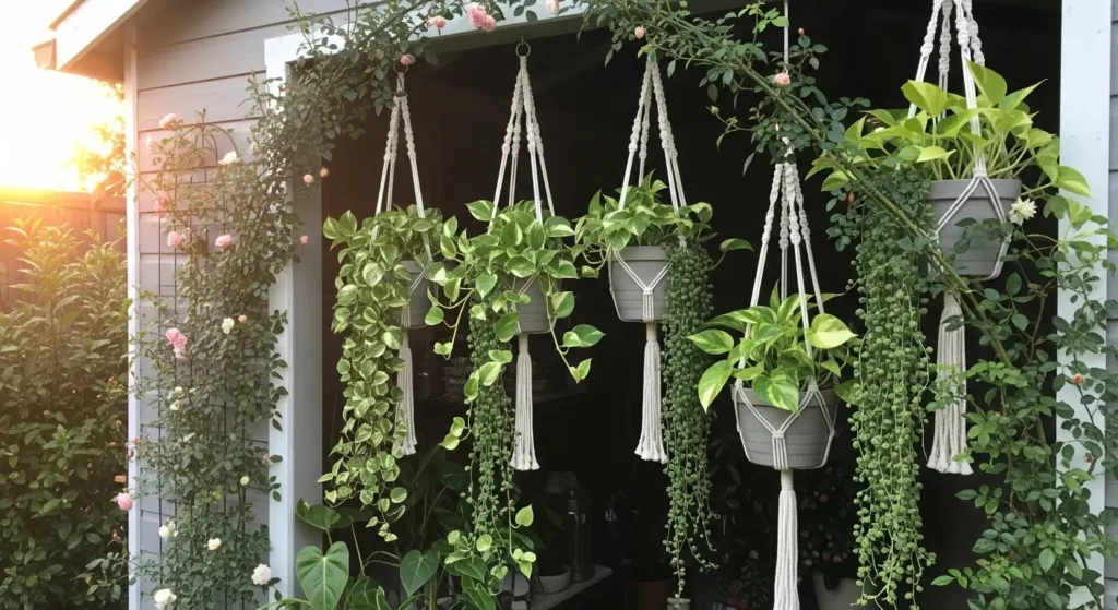 Luxury backyard shed planting