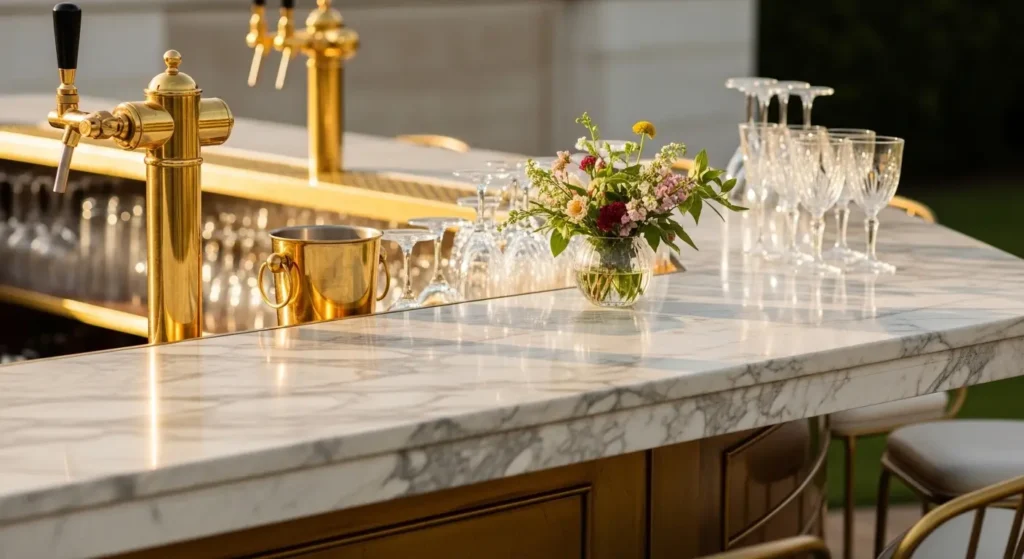 Luxury garden bar finishing details