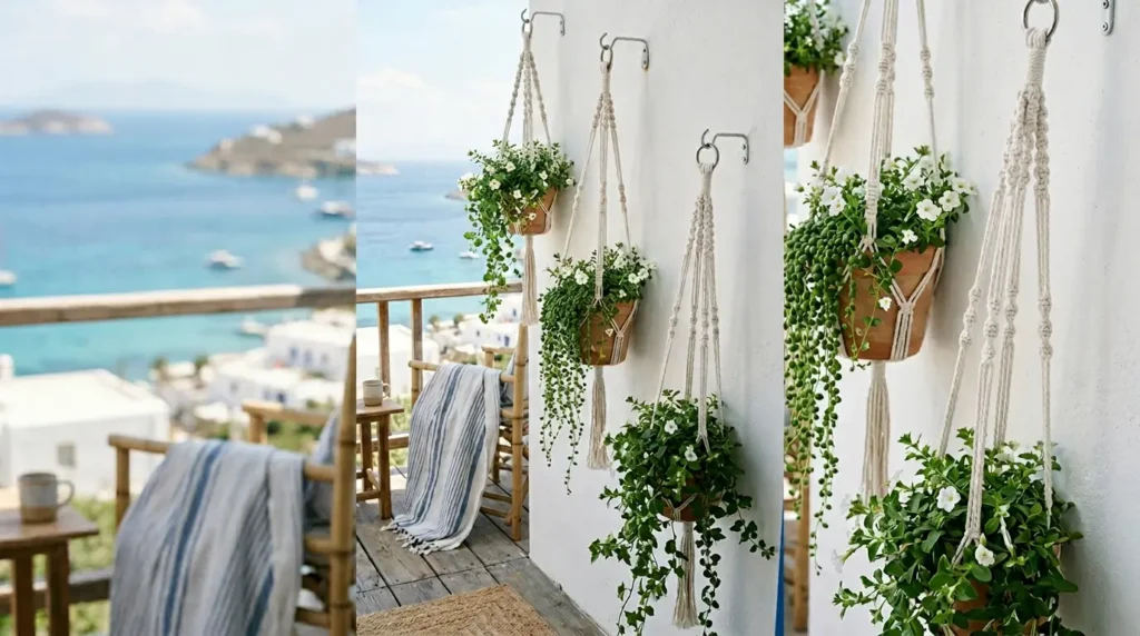 Macrame planters with trailing