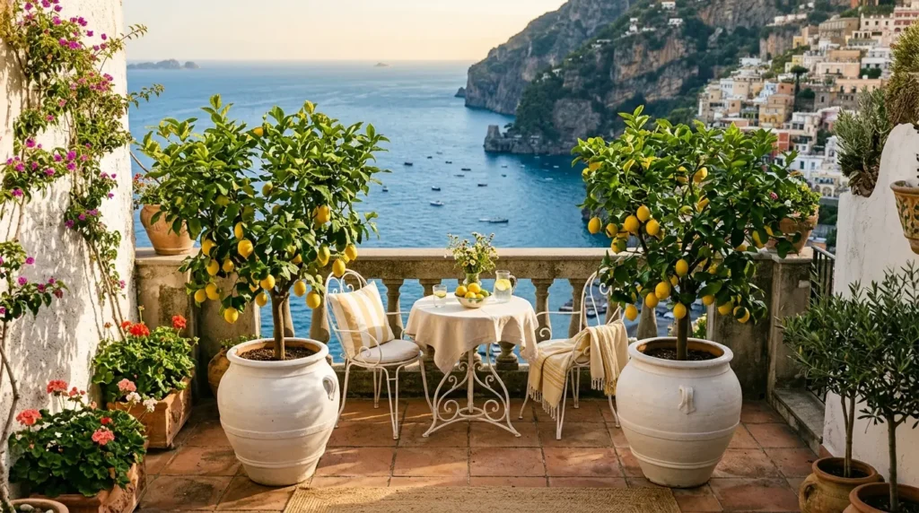 Mediterranean patio with lemon