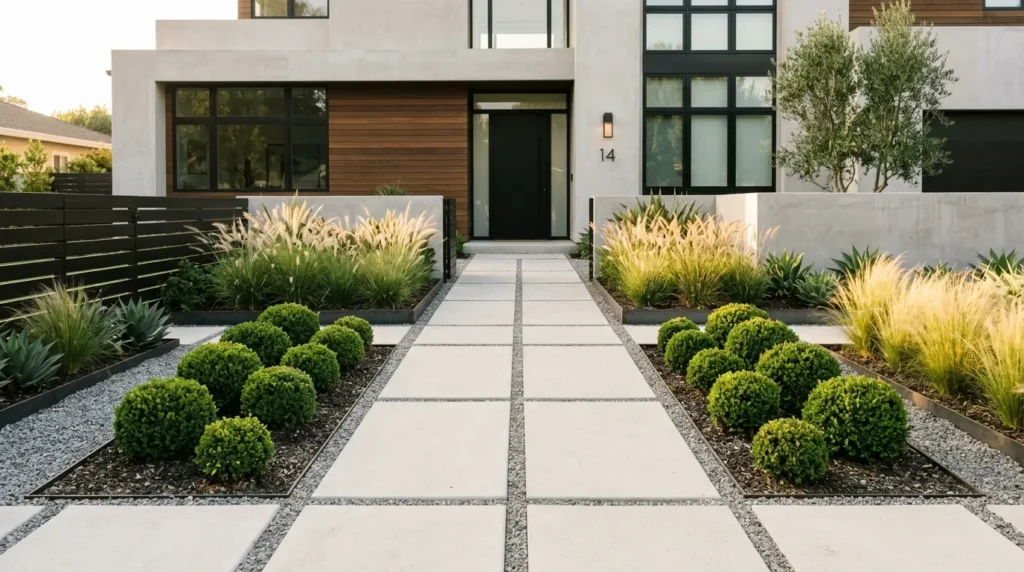 Minimal modern front yard garden