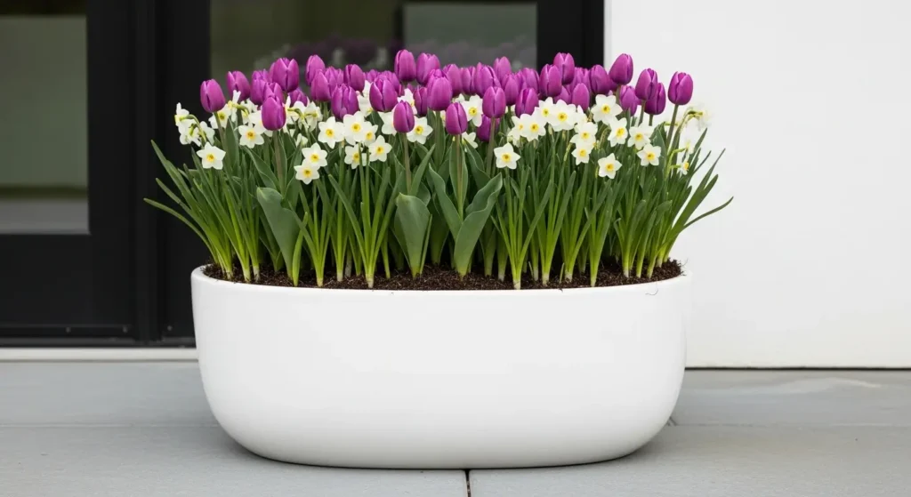 Minimal planter with spring flowers