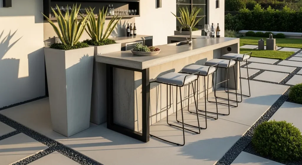 Modern outdoor bar concrete steel