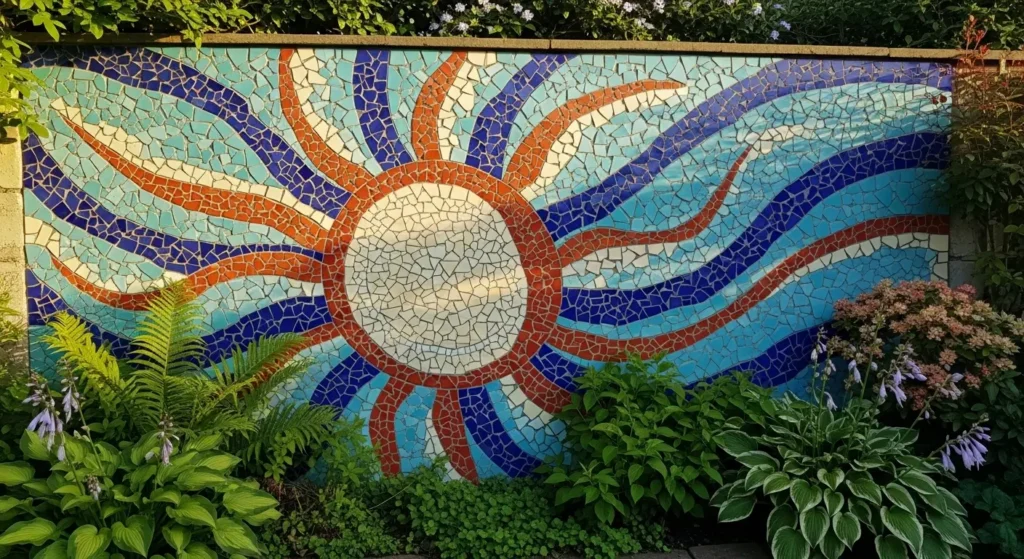 Mosaic garden wall mural