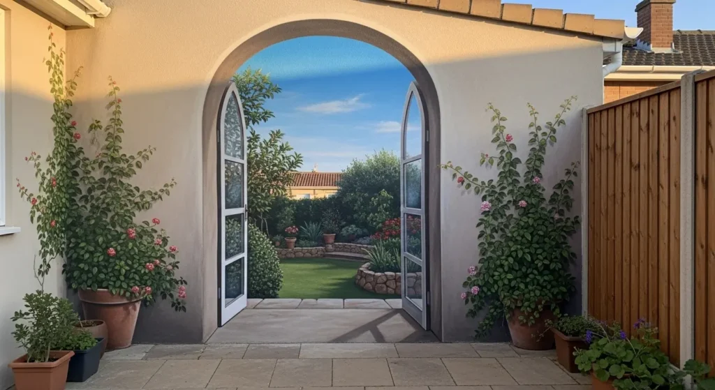 Mural on garden wall