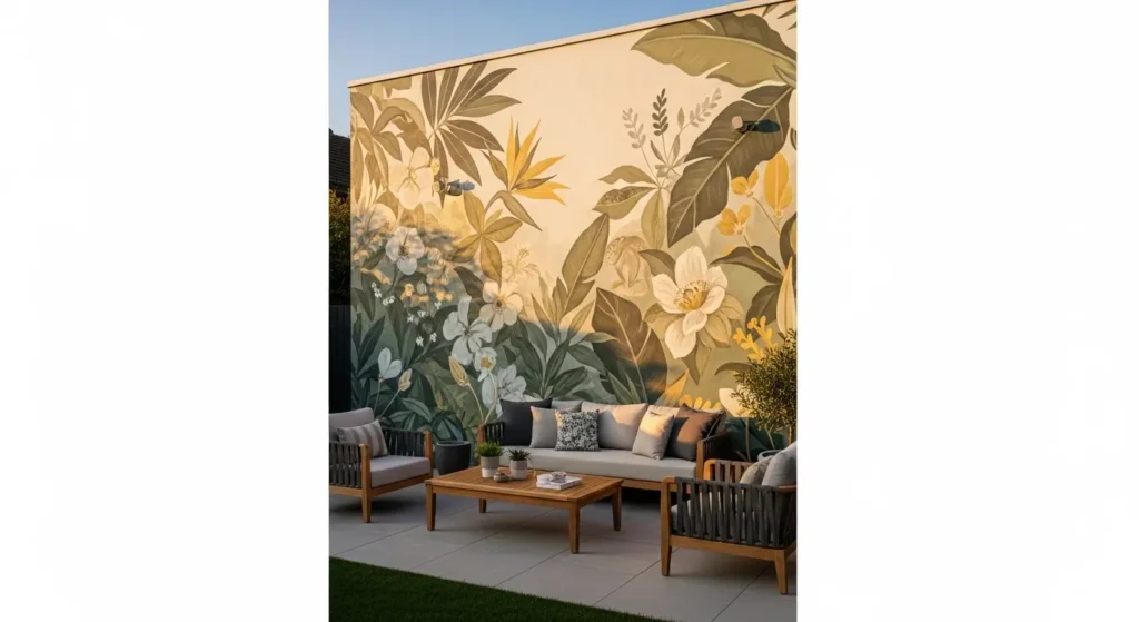 Mural on garden wall