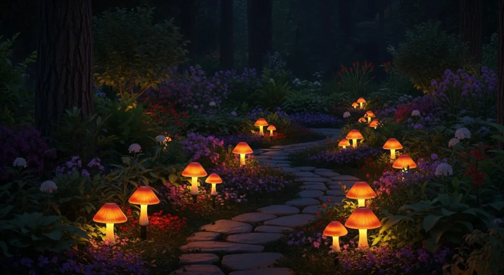 Mushroom lights in garden