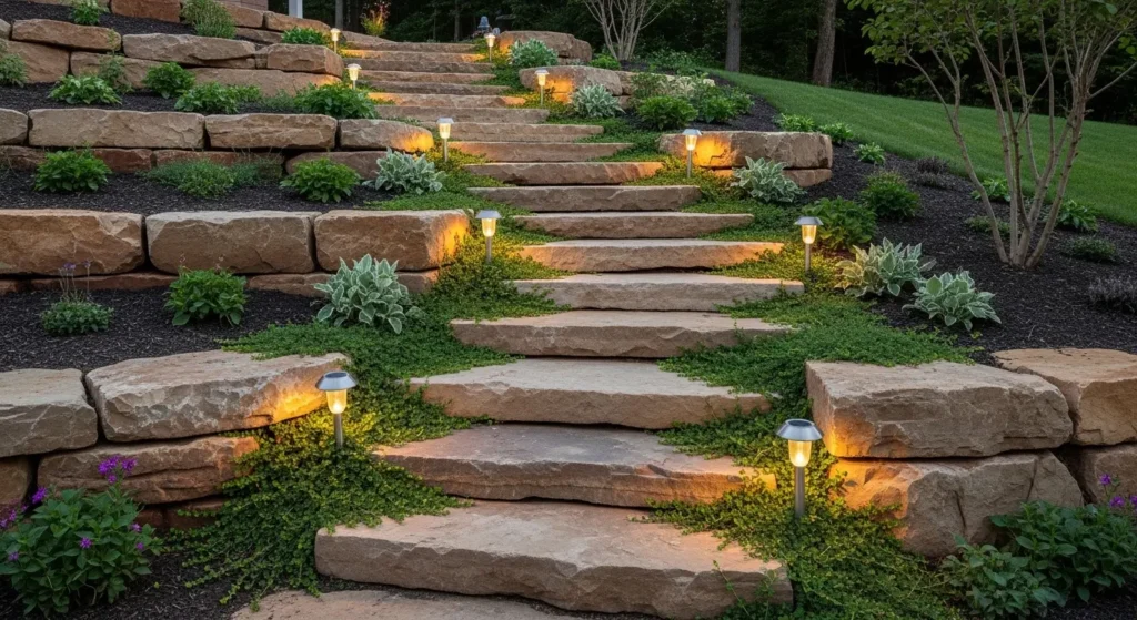 Natural stone staircase