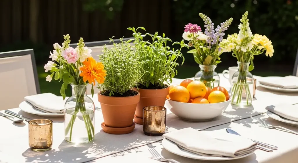 Outdoor brunch table centerpiece