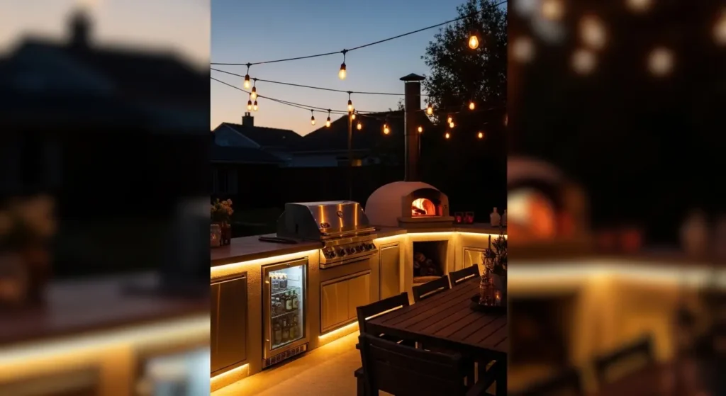 Outdoor kitchen evening